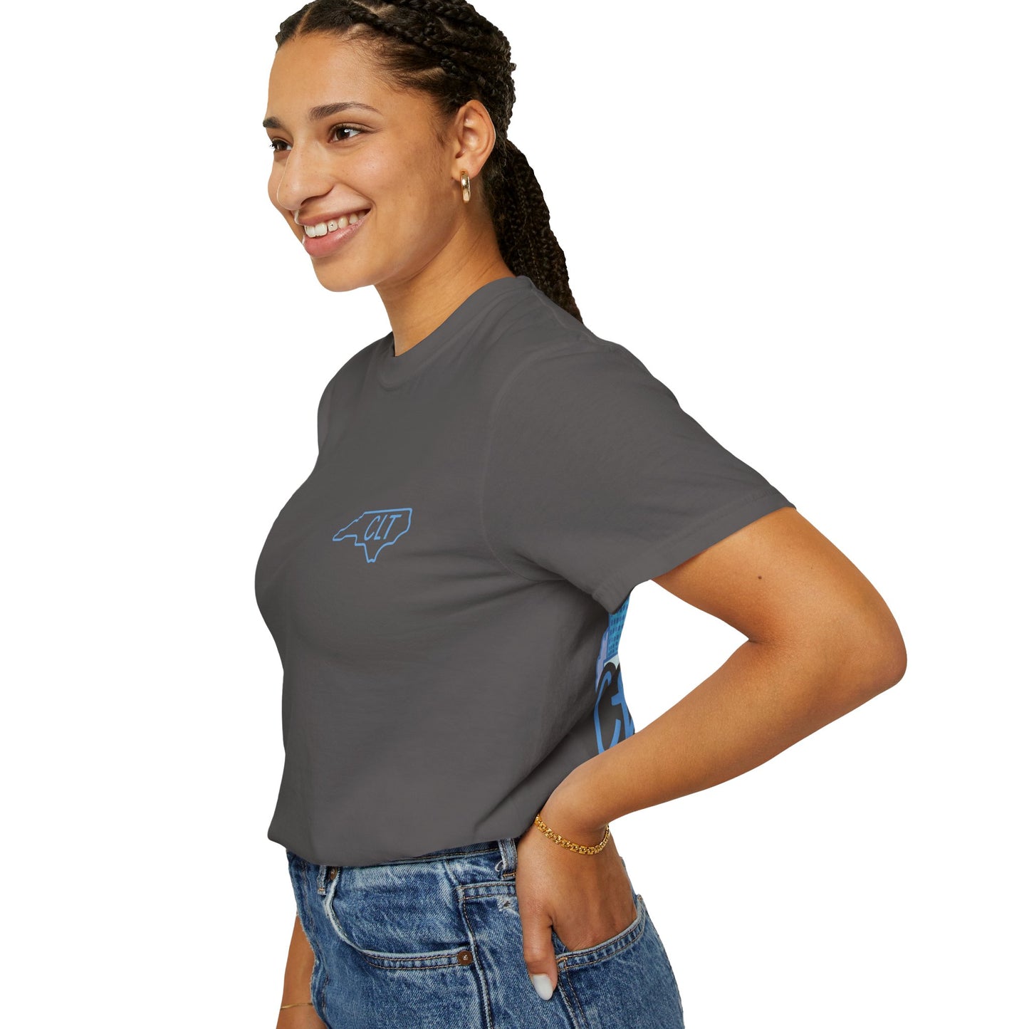 Blue Charlotte Skyline Tee - Front and Back