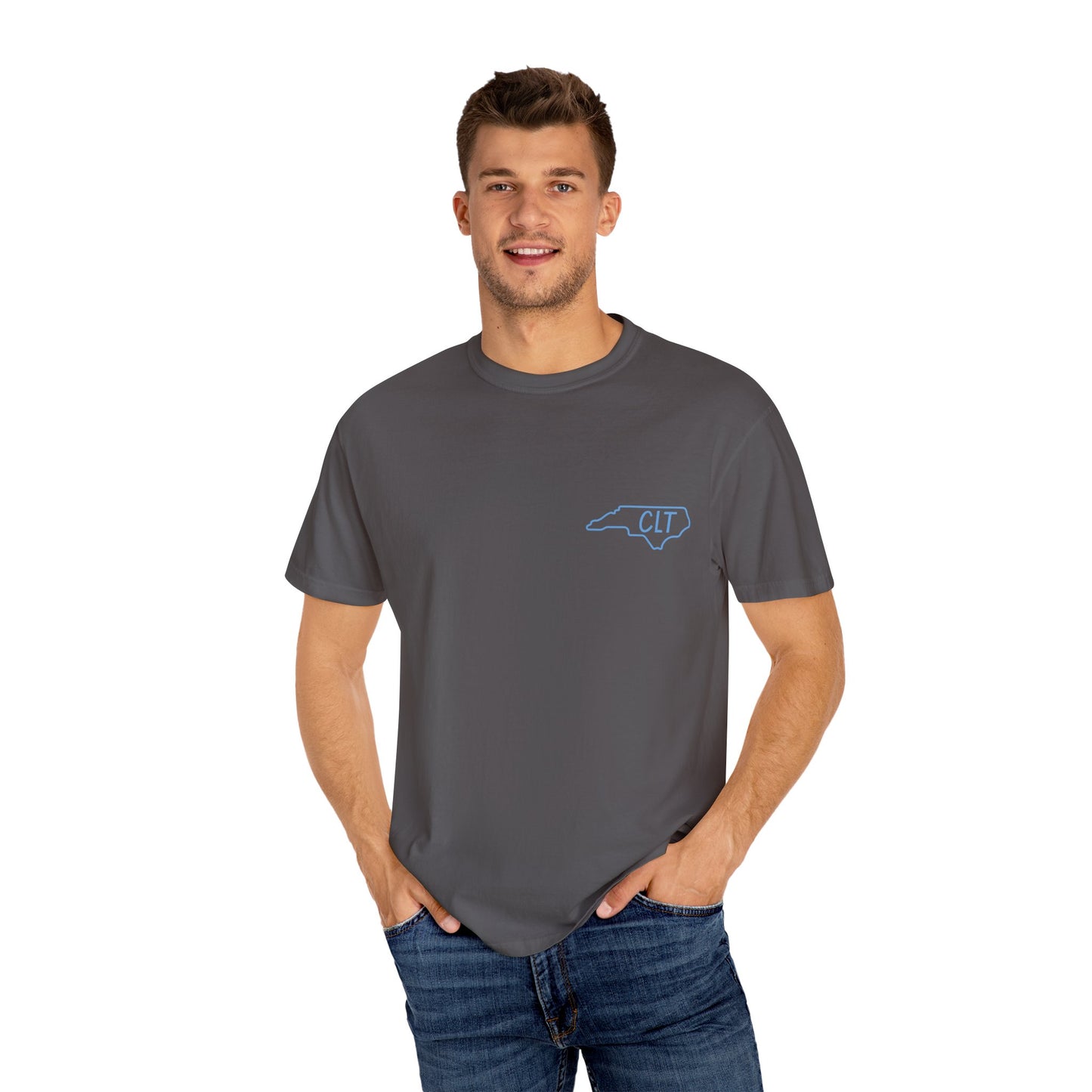 Blue Charlotte Skyline Tee - Front and Back