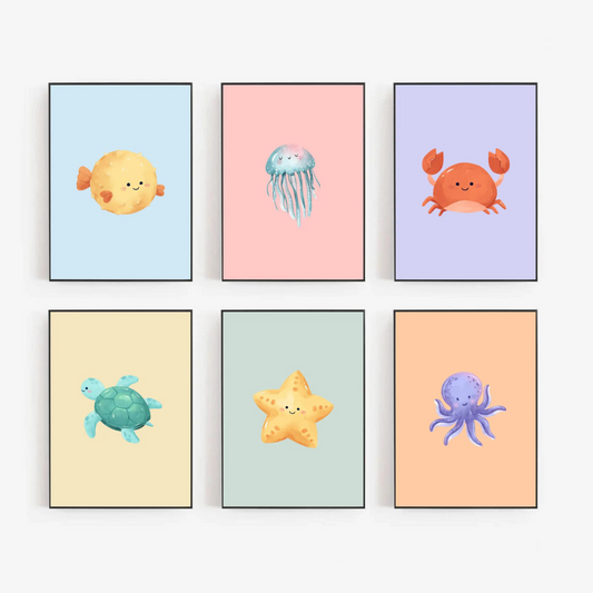 Ocean Animals Prints Set