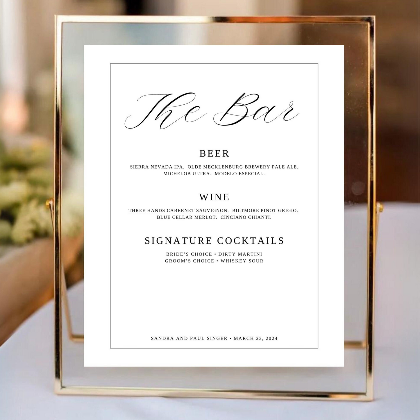 Custom Bar Menu Sign