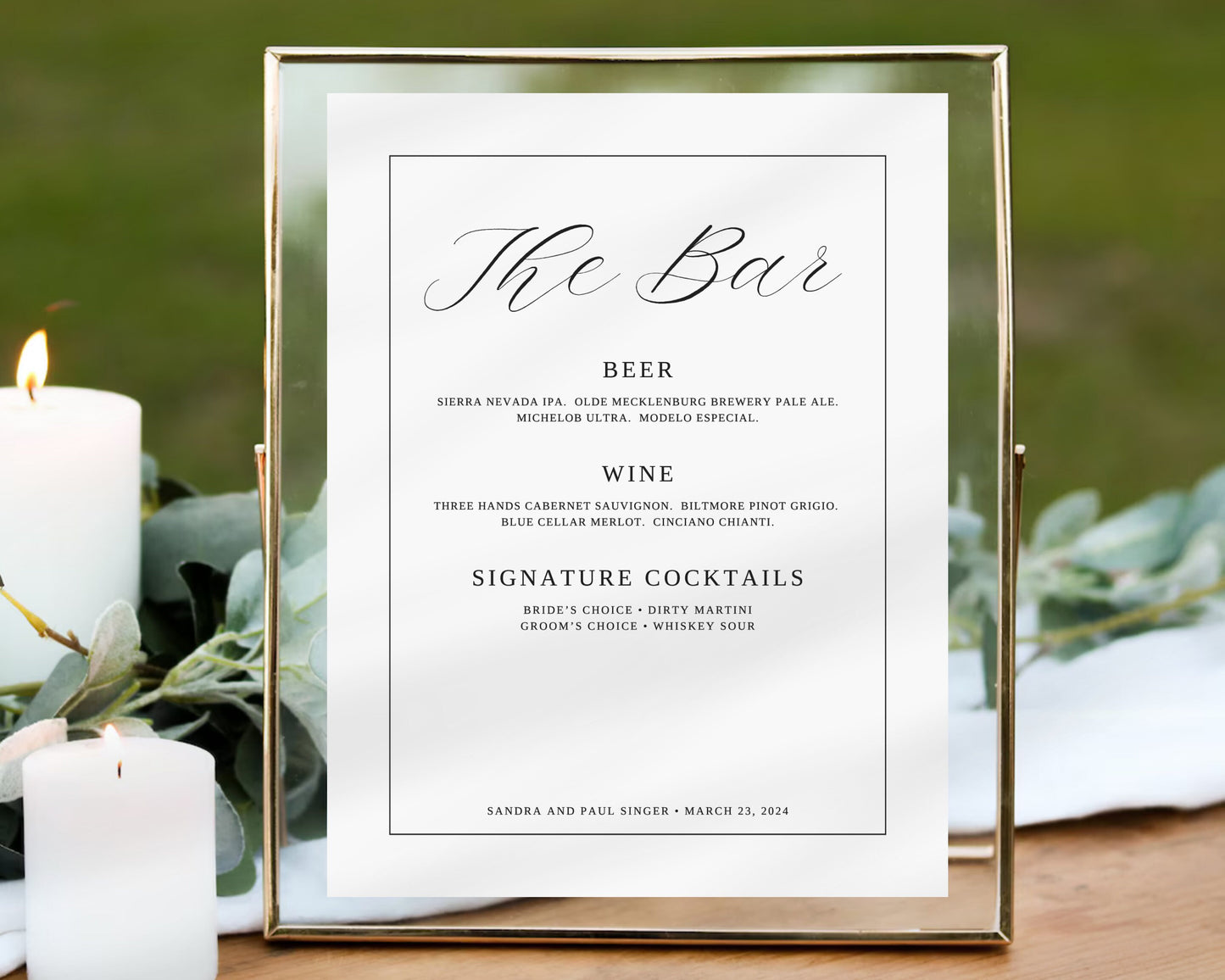 Custom Bar Menu Sign