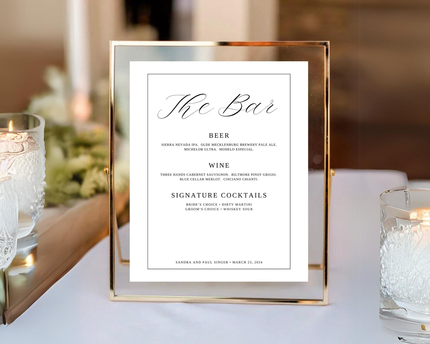 Custom Bar Menu Sign
