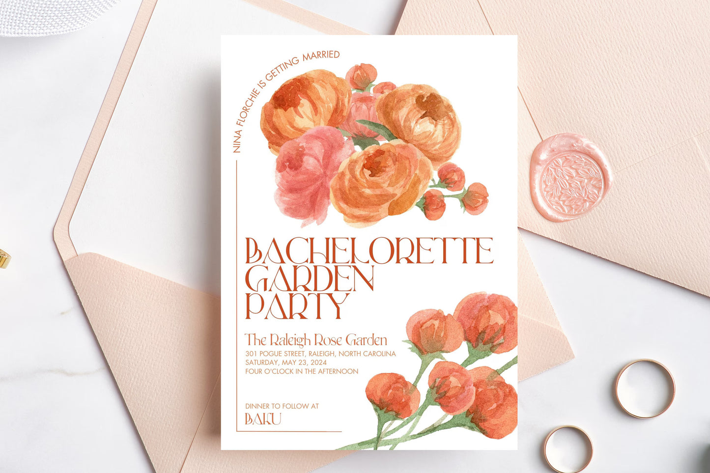 Floral Invitation and Details Card