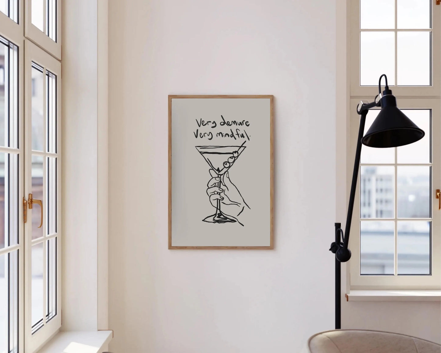 Demure and Mindful Martini Print