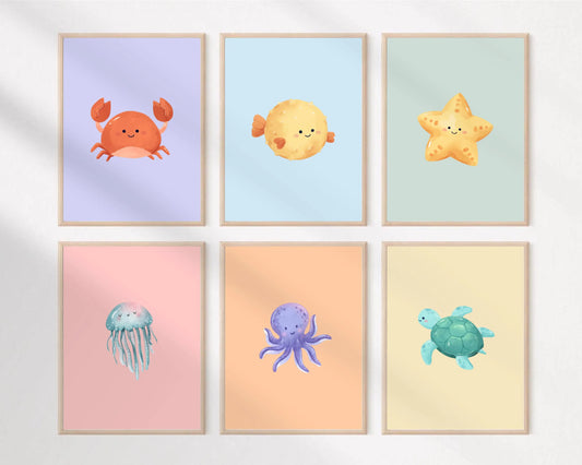 Ocean Animals Prints Set