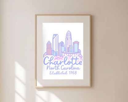 Charlotte Skyline Print