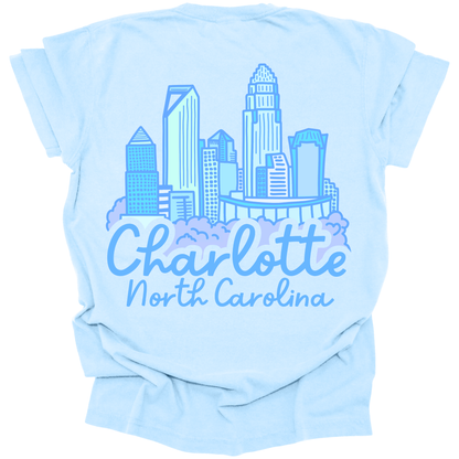 Blue Charlotte Skyline Tee - Front and Back