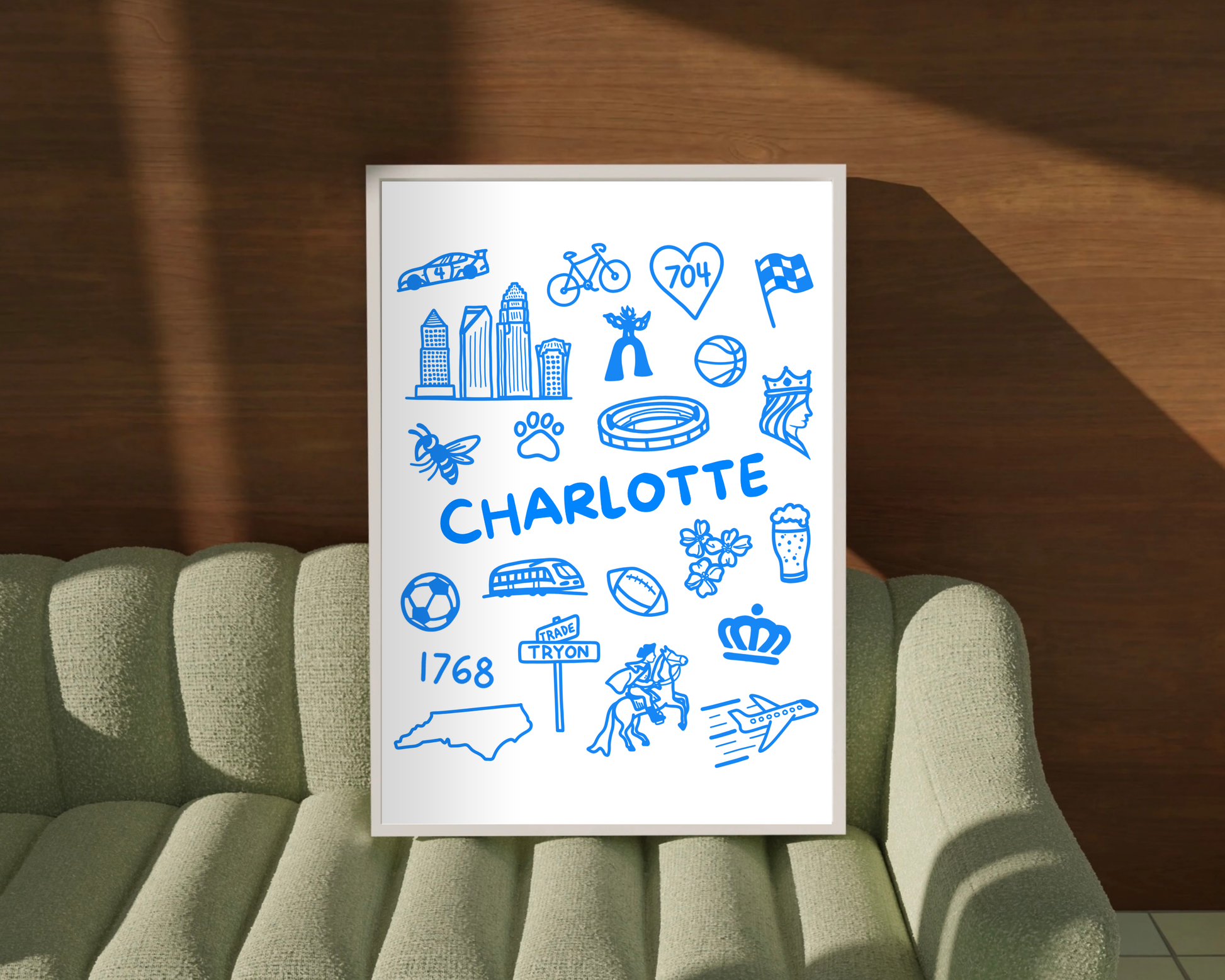 Charlotte Icons Print, Charlotte North Carolina Art, CLT City Charlotte Icons Print, Charlotte North Carolina Art, CLT City