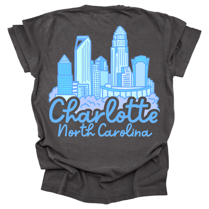 Blue Charlotte Skyline Tee - Front and Back