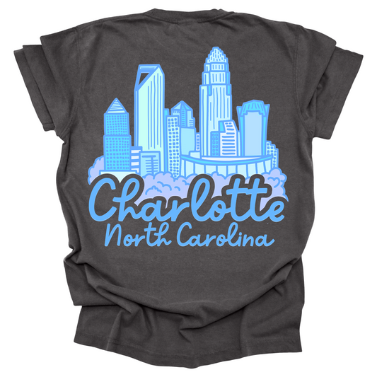Blue Charlotte Skyline Tee - Front and Back