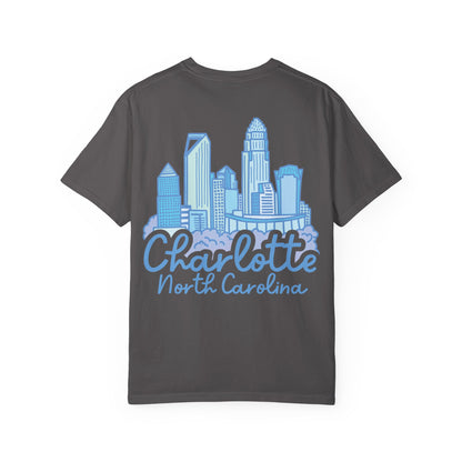 Blue Charlotte Skyline Tee - Front and Back