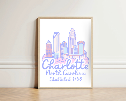 Charlotte Skyline Print