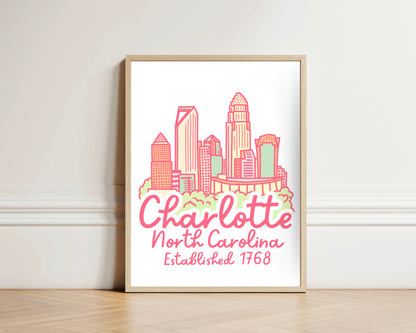 Charlotte Skyline Print