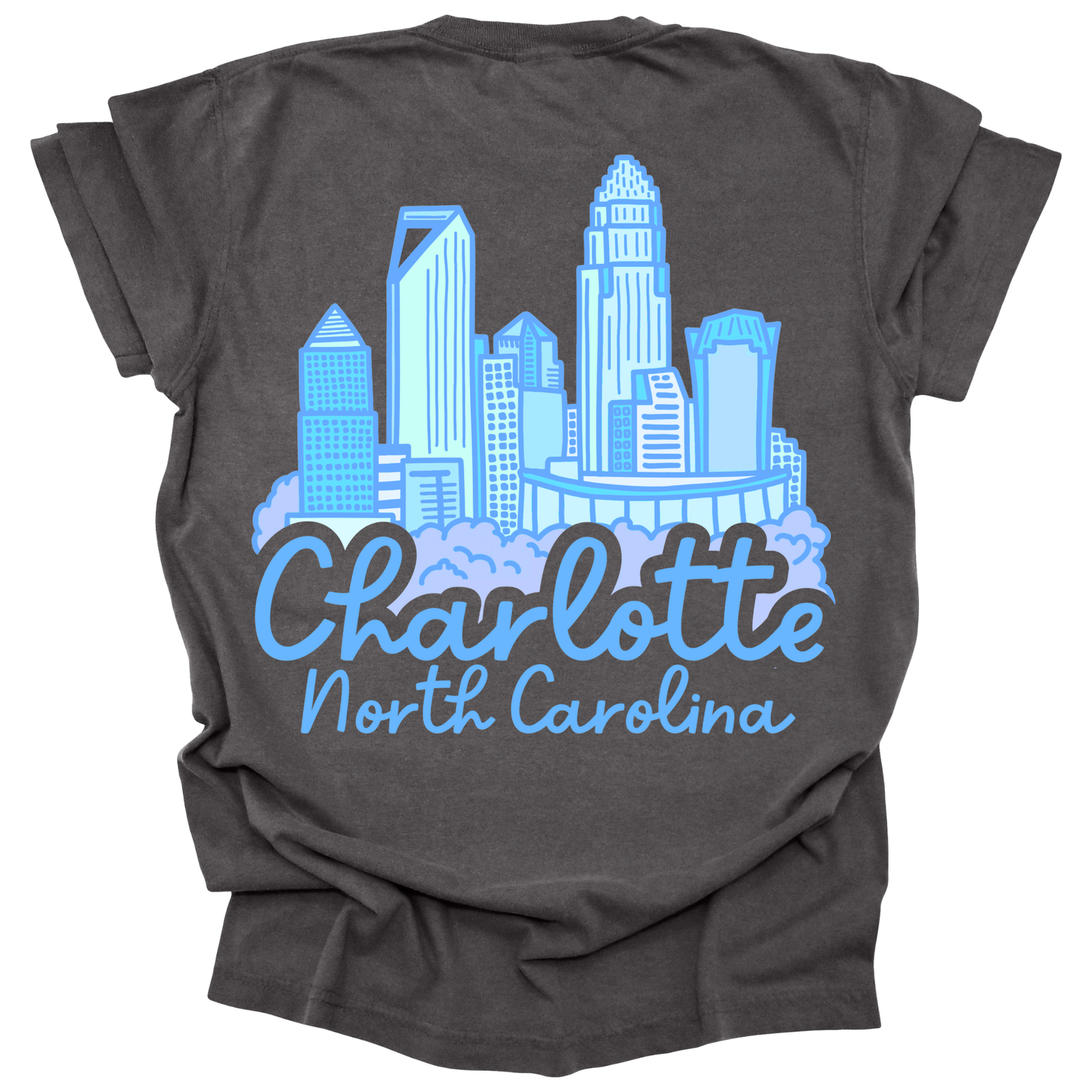 Blue Charlotte Skyline Tee - Front and Back