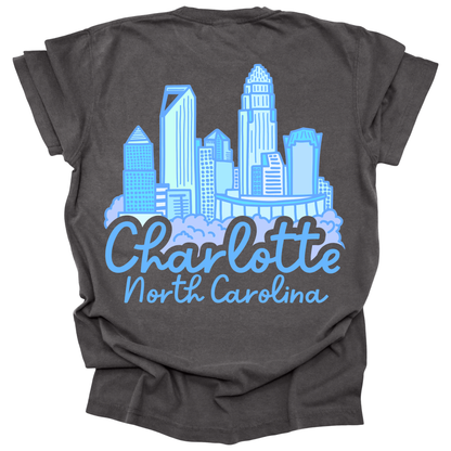 Blue Charlotte Skyline Tee - Front and Back