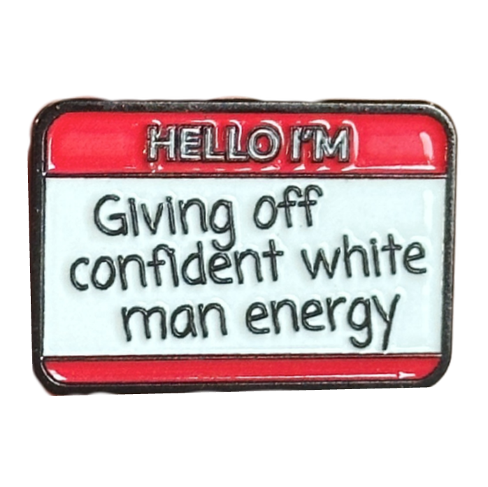 White Man Enamel Pin