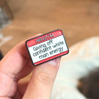 White Man Enamel Pin