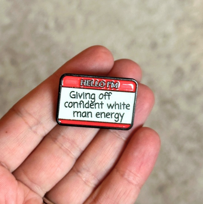 White Man Enamel Pin