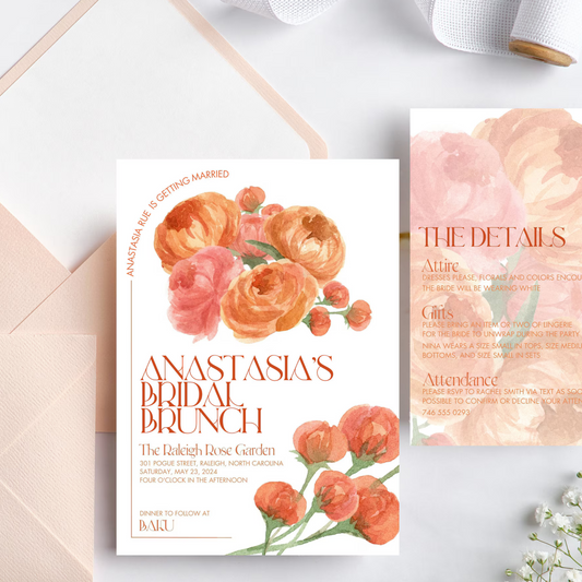 Floral Invitation and Details Card