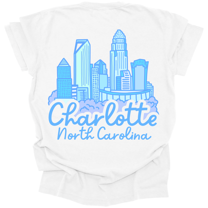 Blue Charlotte Skyline Tee - Front and Back