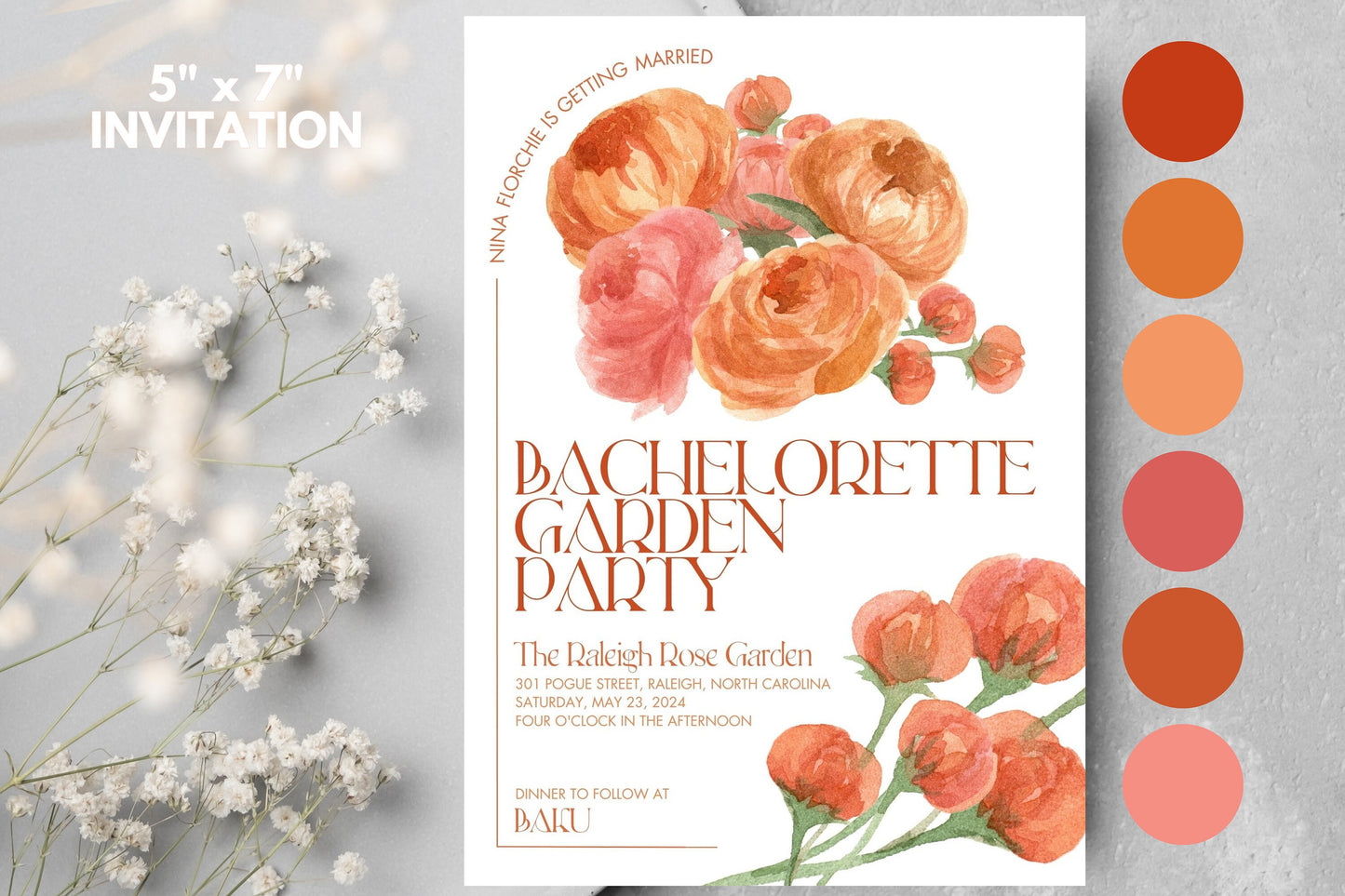 Floral Invitation and Details Card