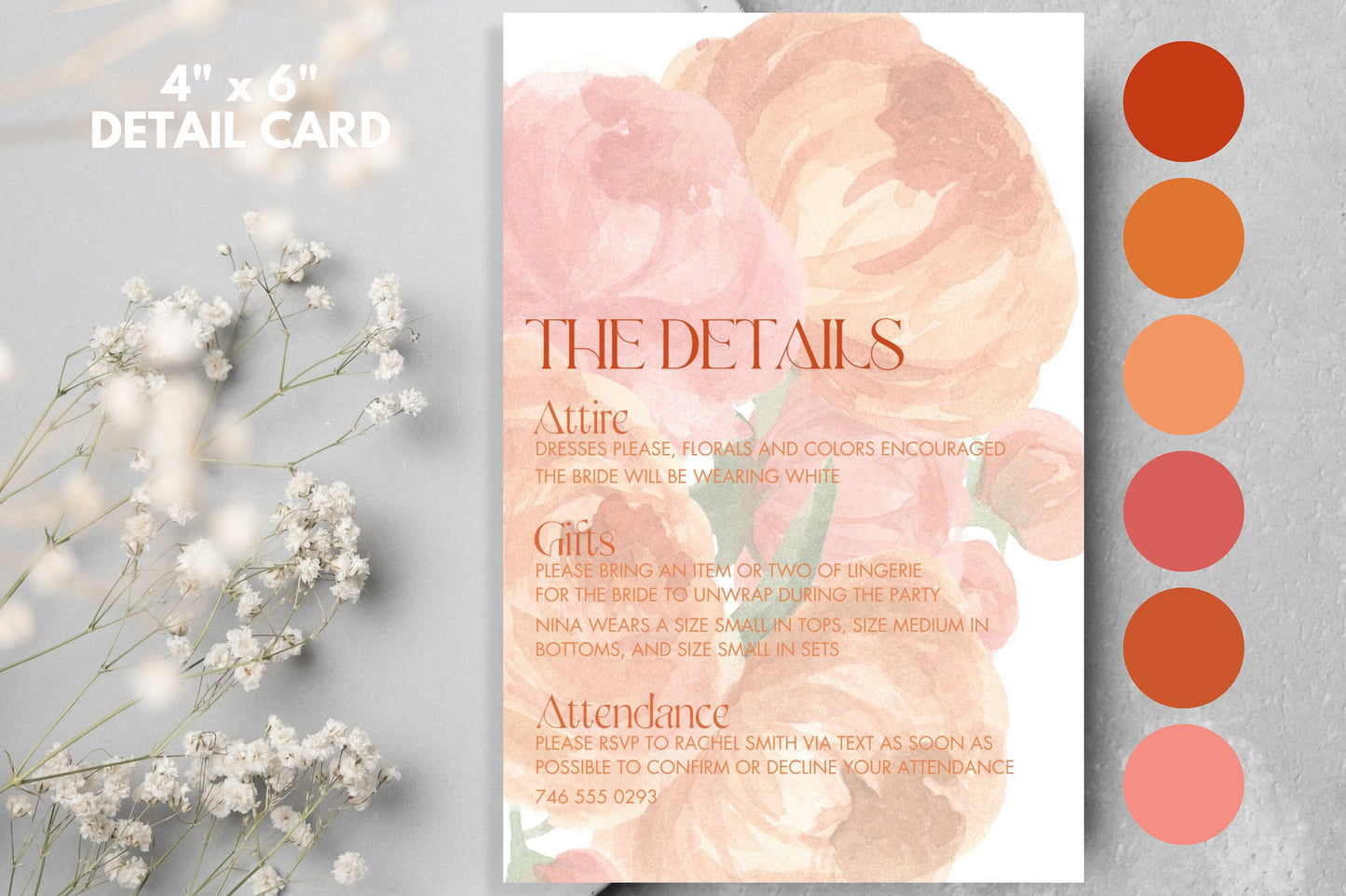 Floral Invitation and Details Card