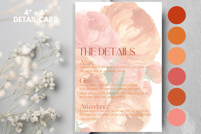 Floral Invitation and Details Card
